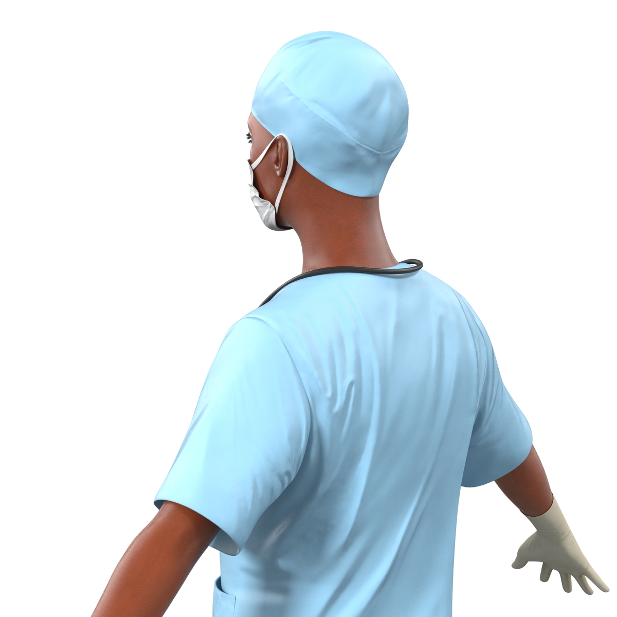 3D Female Surgeon African American Rigged model