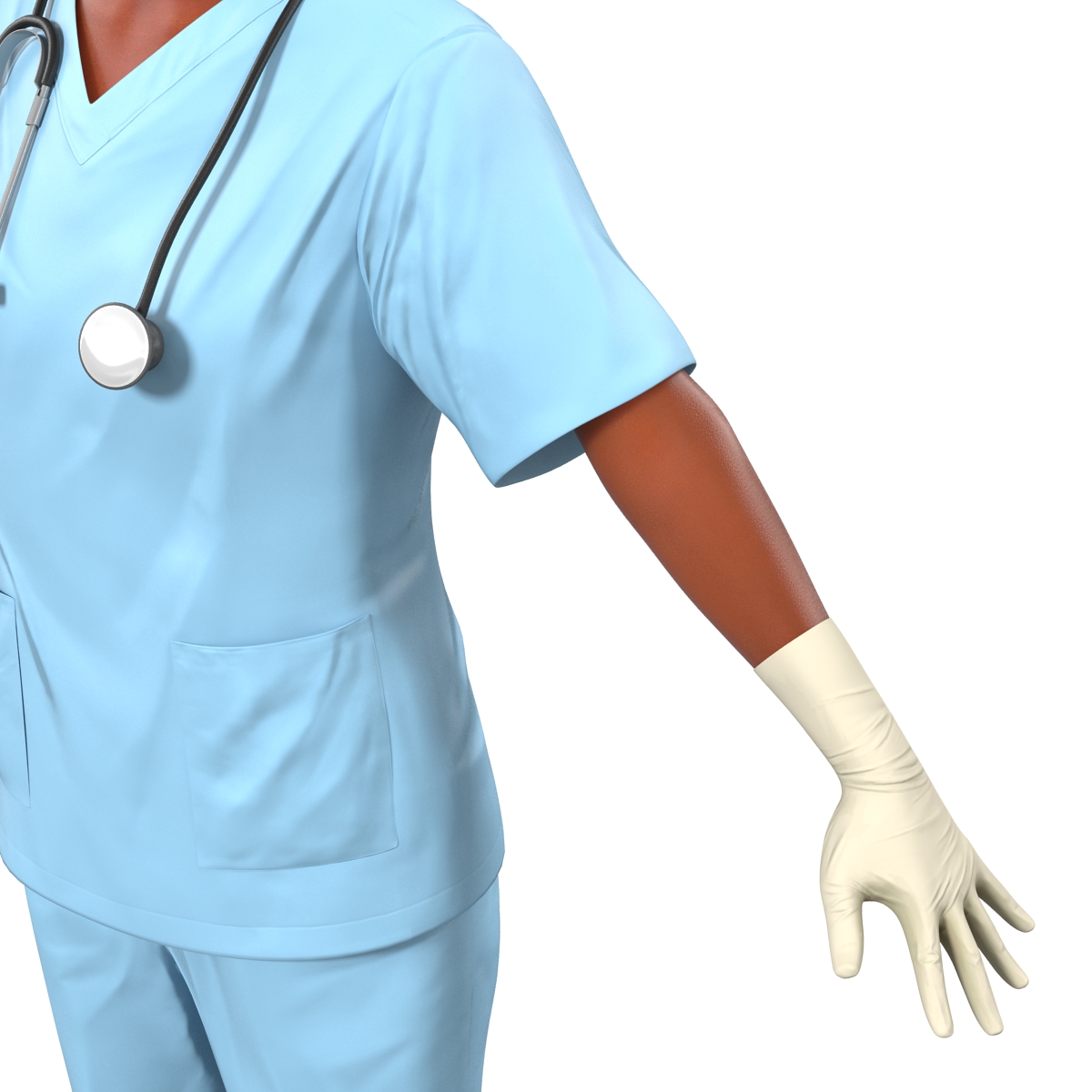 3D Female Surgeon African American Rigged model