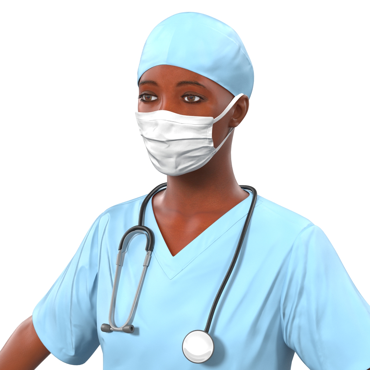 3D Female Surgeon African American Rigged model