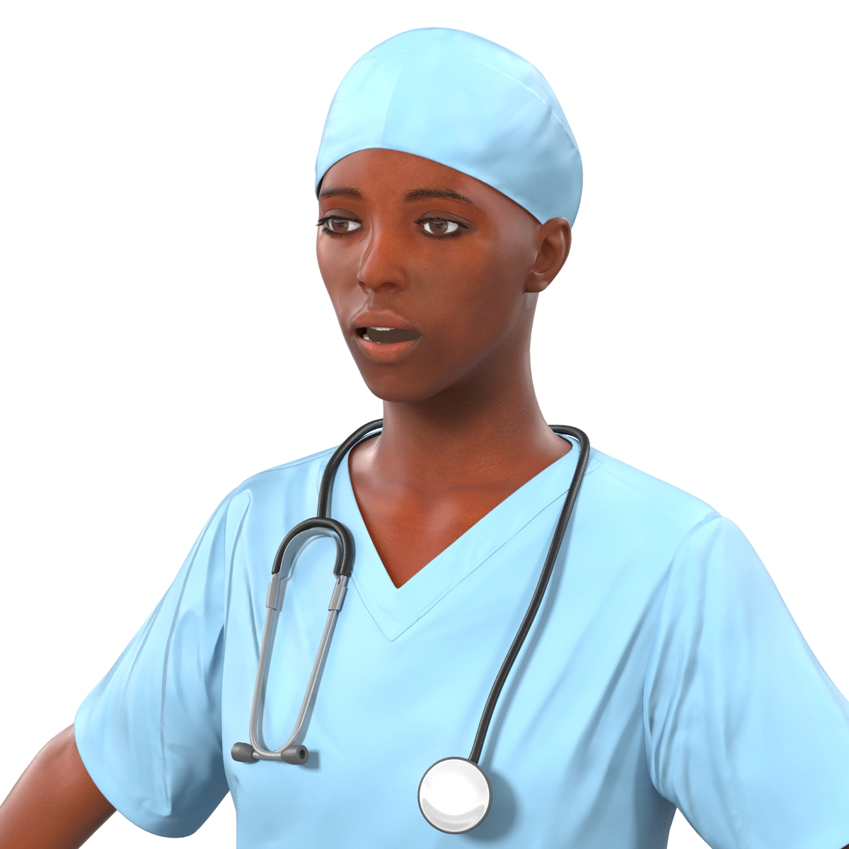 3D Female Surgeon African American Rigged model