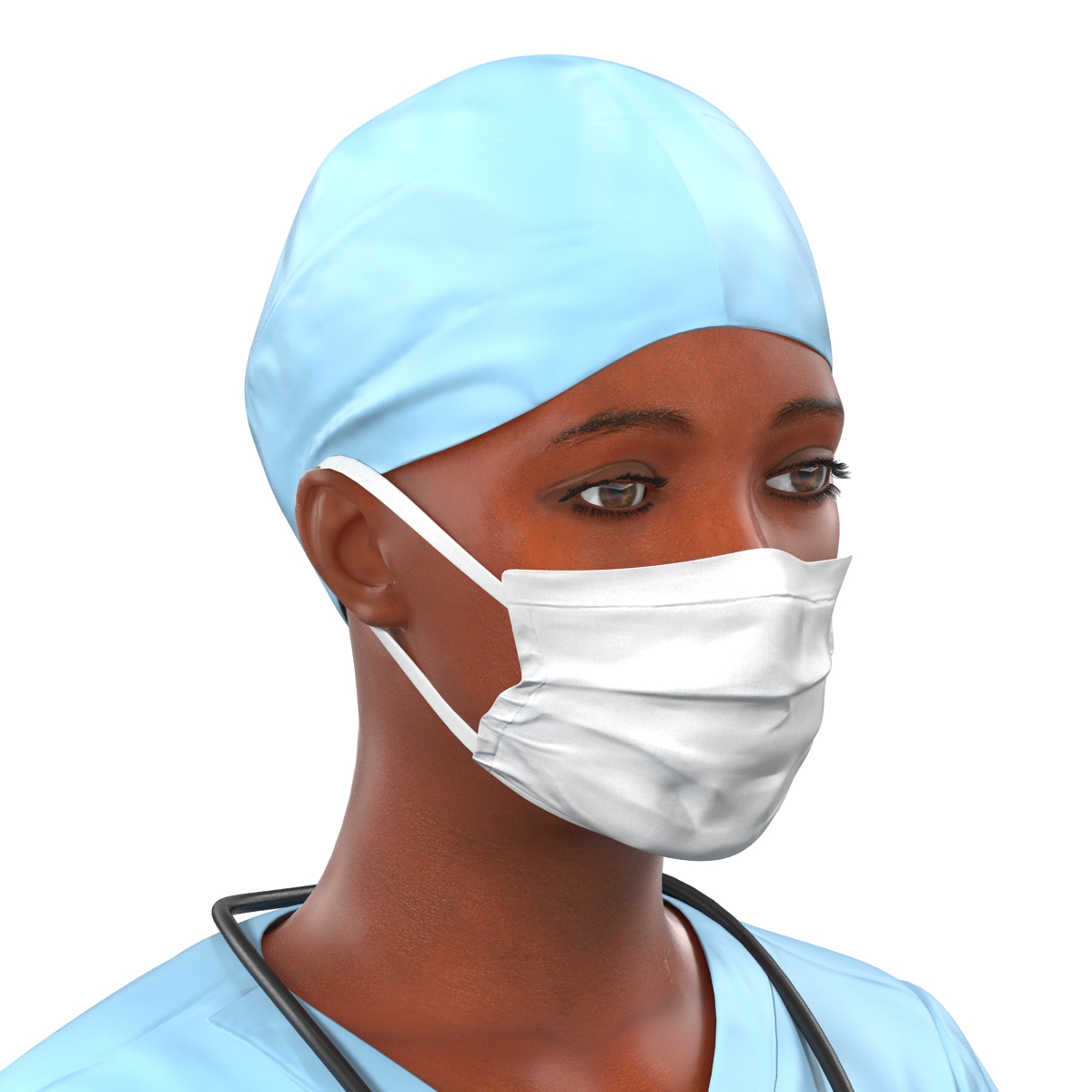 3D Female Surgeon African American Rigged model