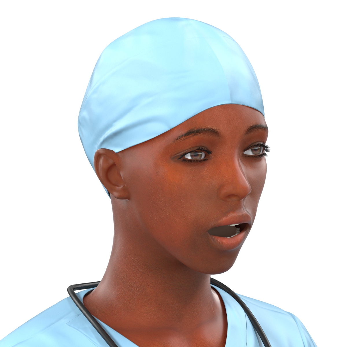 3D Female Surgeon African American Rigged model