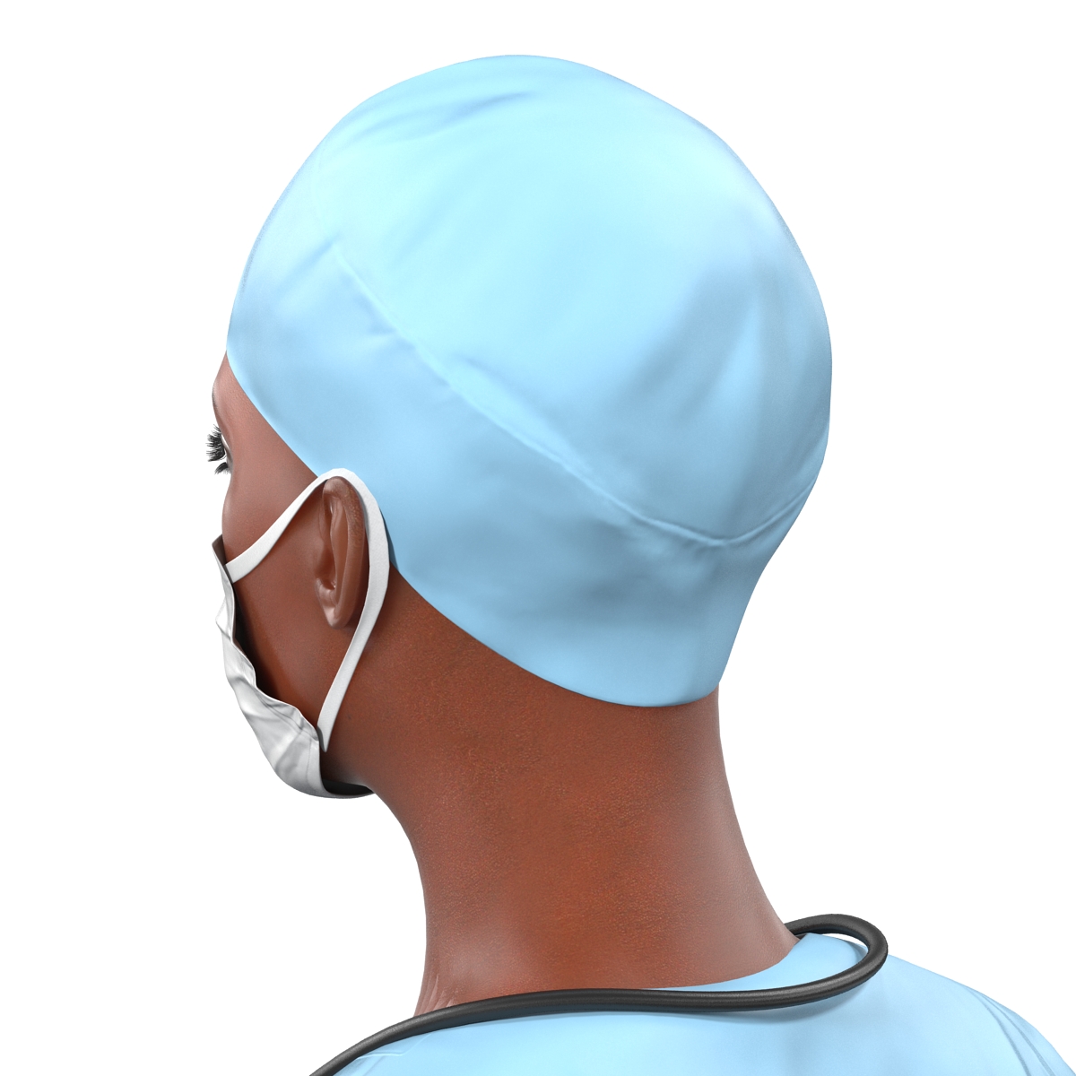 3D Female Surgeon African American Rigged model