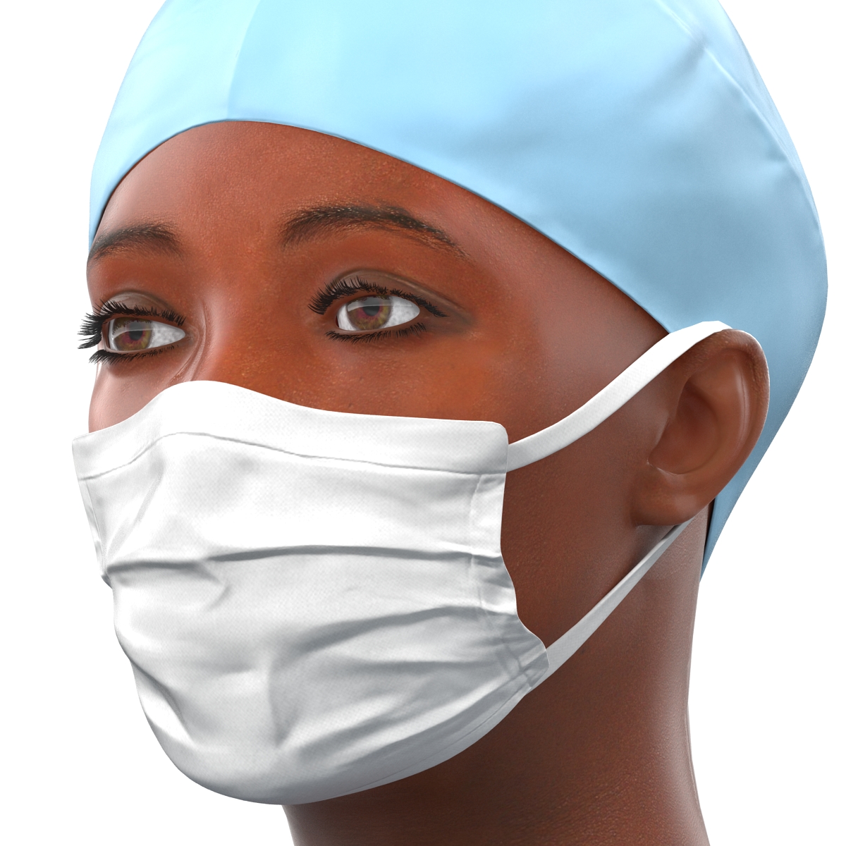 3D Female Surgeon African American Rigged model