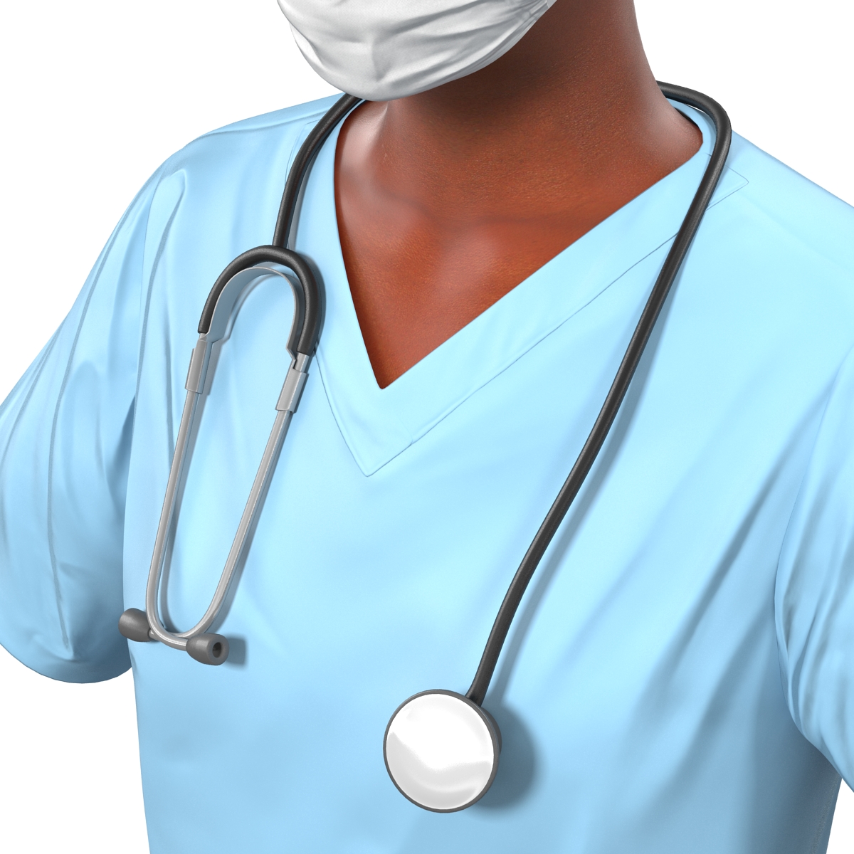 3D Female Surgeon African American Rigged model