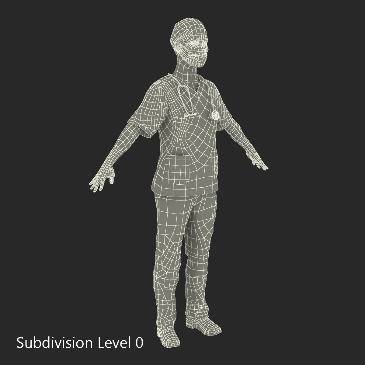 3D Female Surgeon African American Rigged model