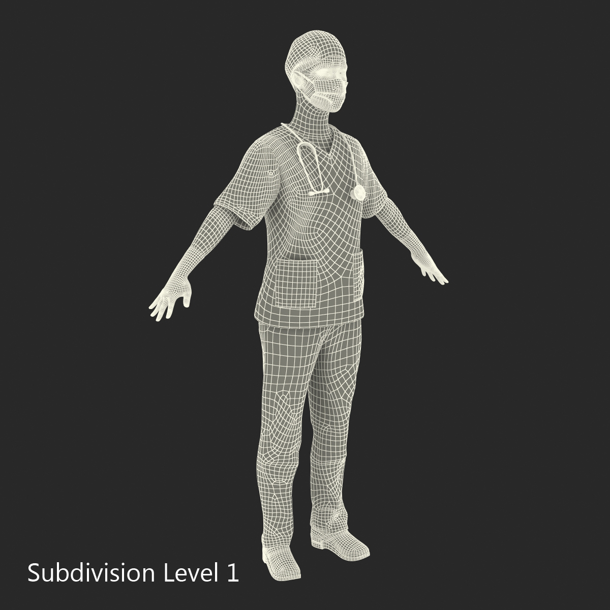 3D Female Surgeon African American Rigged model