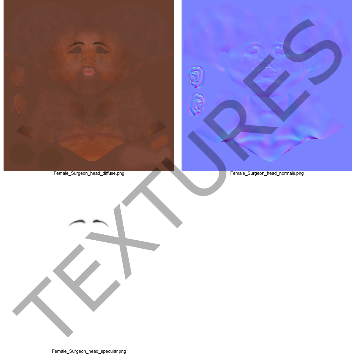 3D Female Surgeon African American Rigged model