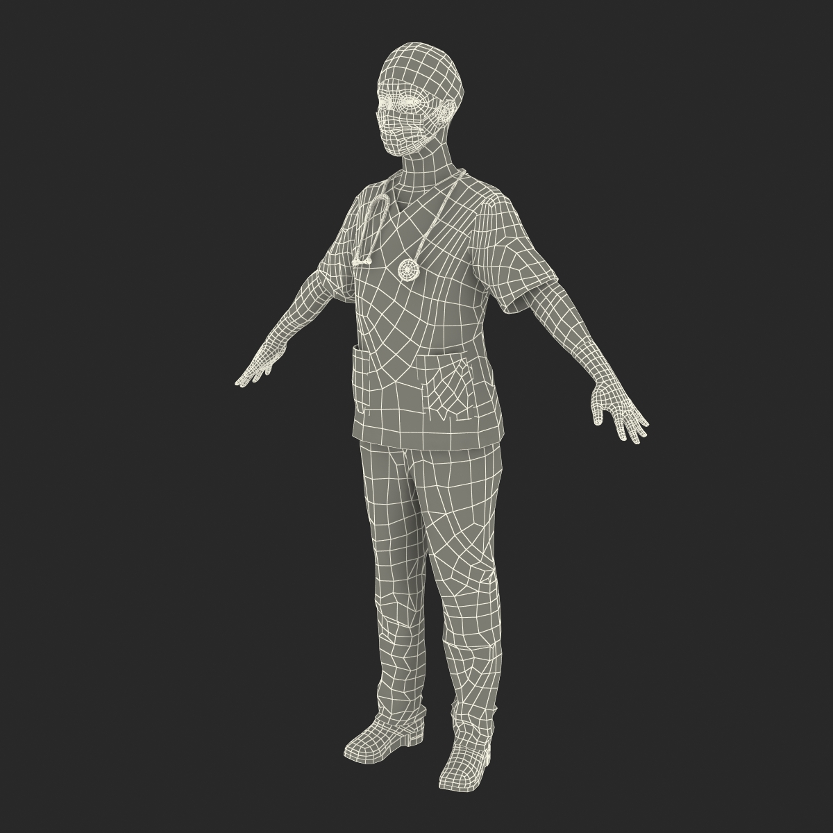 3D Female Surgeon African American Rigged model