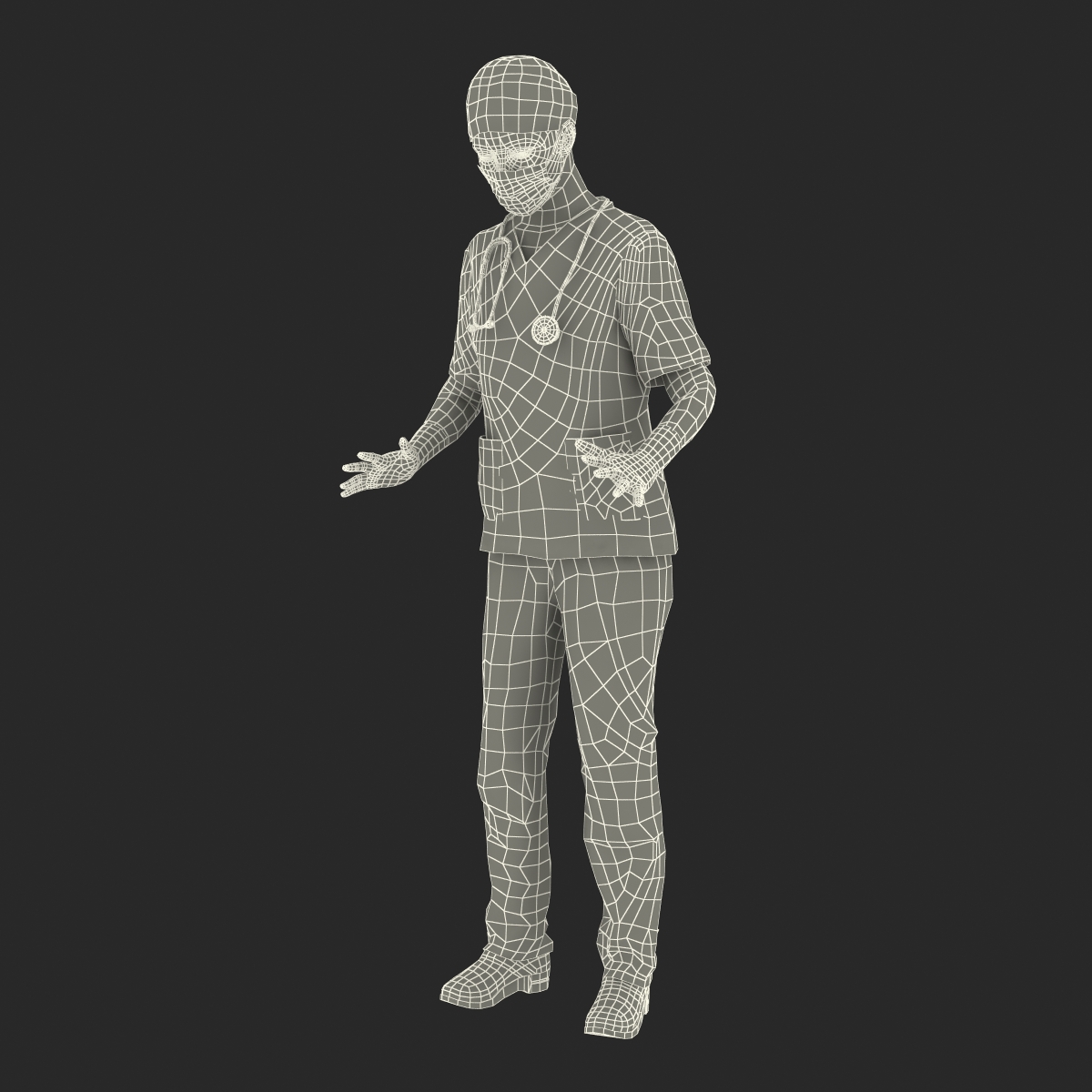 3D Female Surgeon African American Rigged model