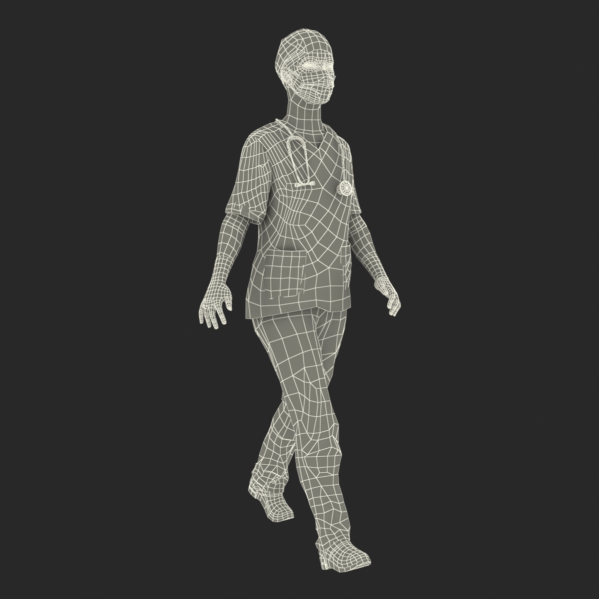 3D Female Surgeon African American Rigged model