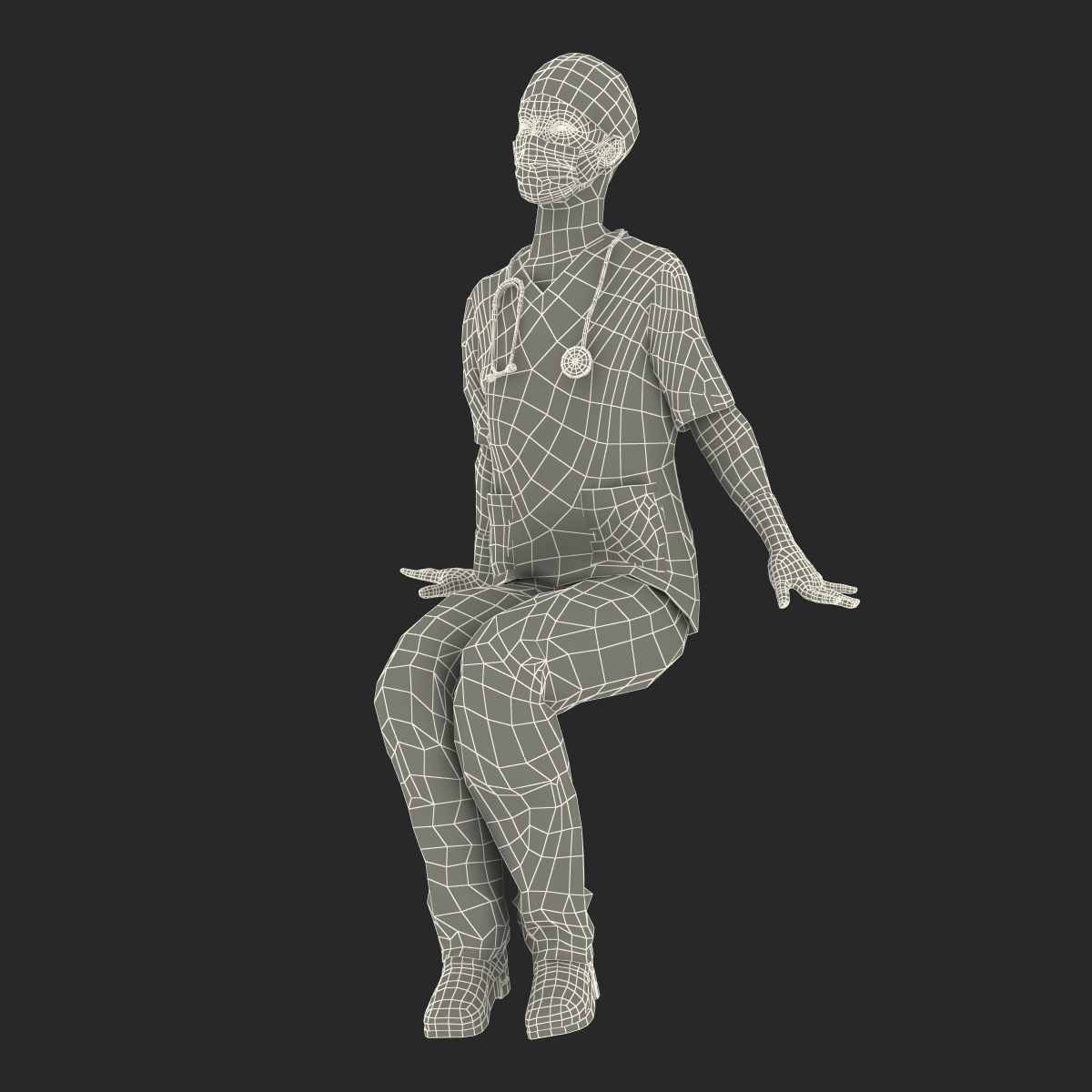 3D Female Surgeon African American Rigged model