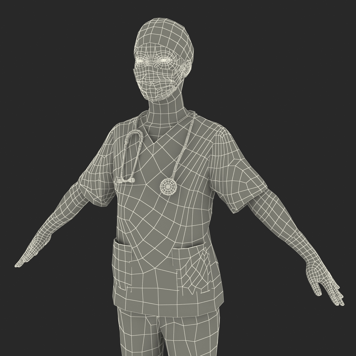 3D Female Surgeon African American Rigged model