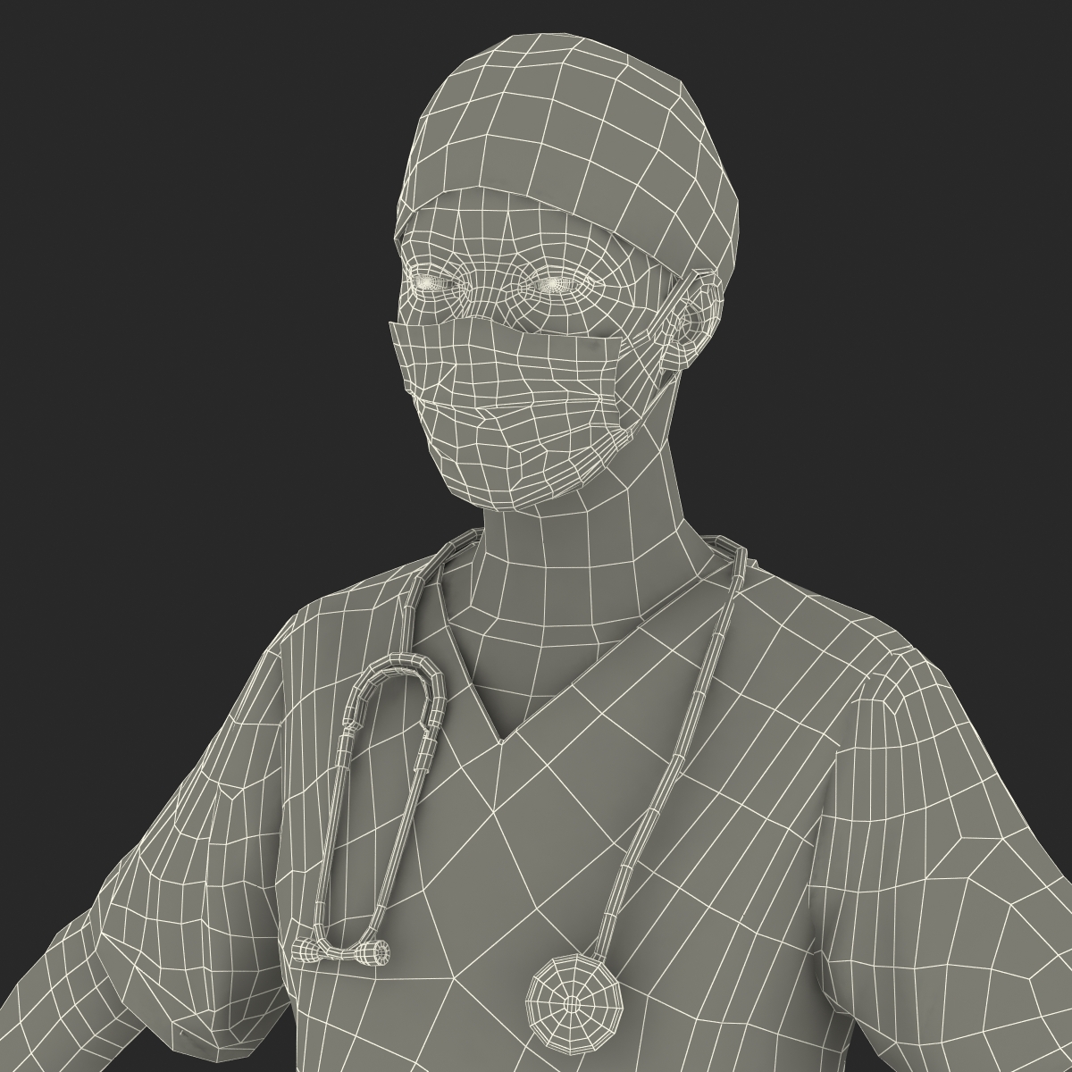 3D Female Surgeon African American Rigged model