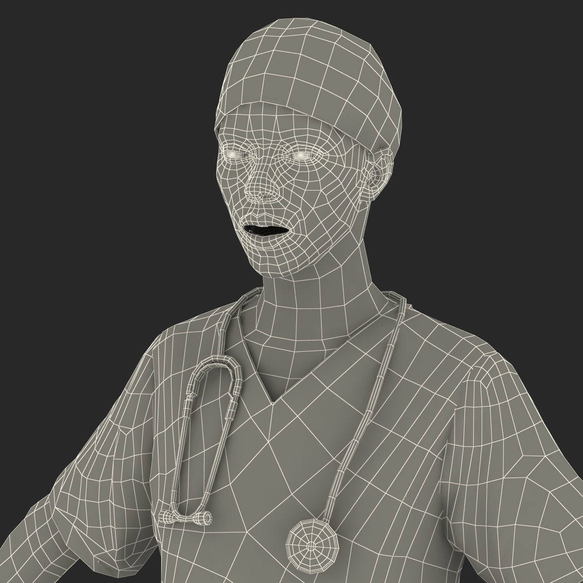 3D Female Surgeon African American Rigged model