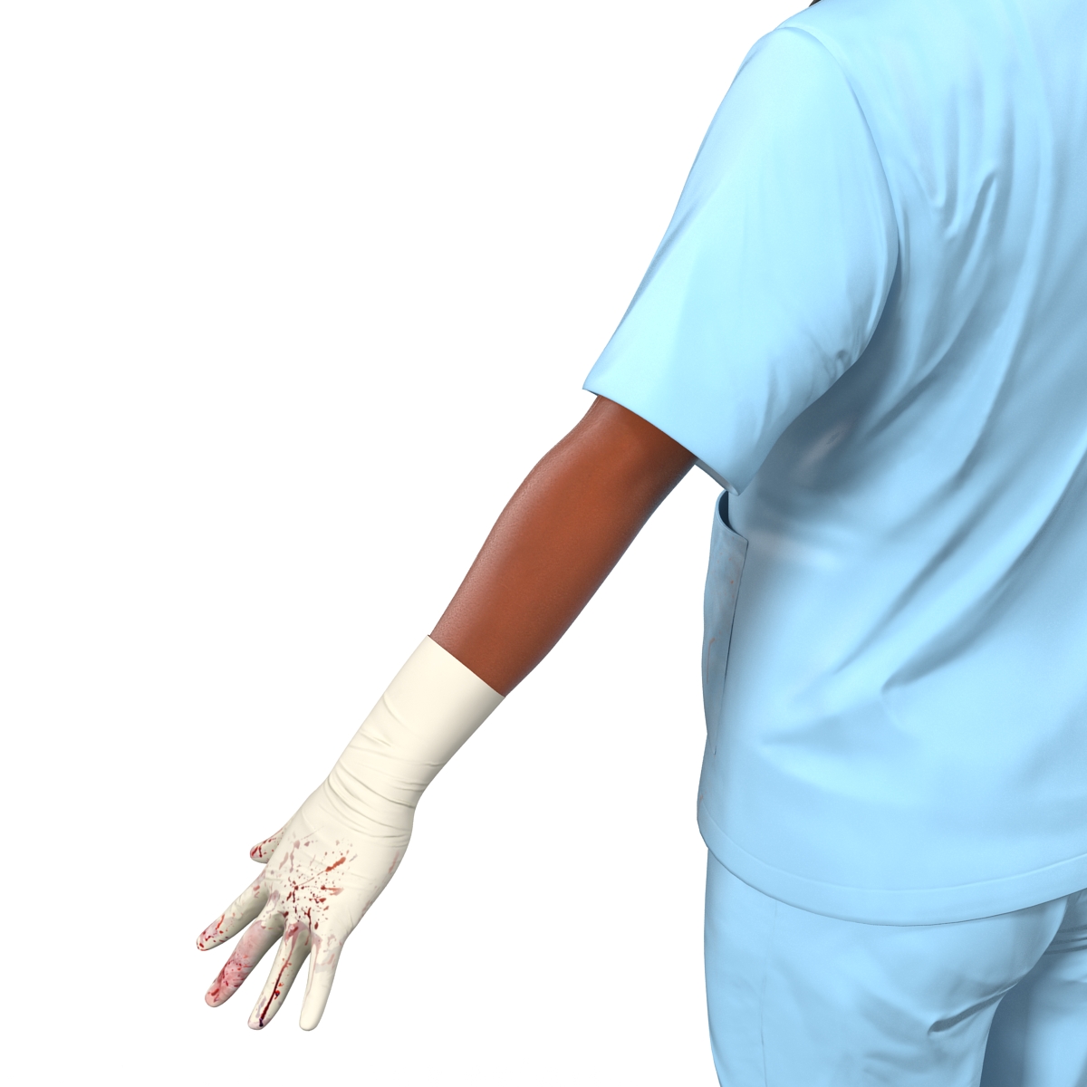 Female Surgeon African American Rigged with Blood 3D model