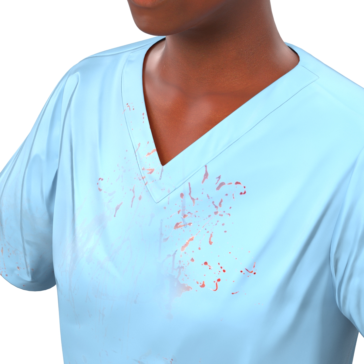 3D Female Surgeon African American Rigged 2 with Blood