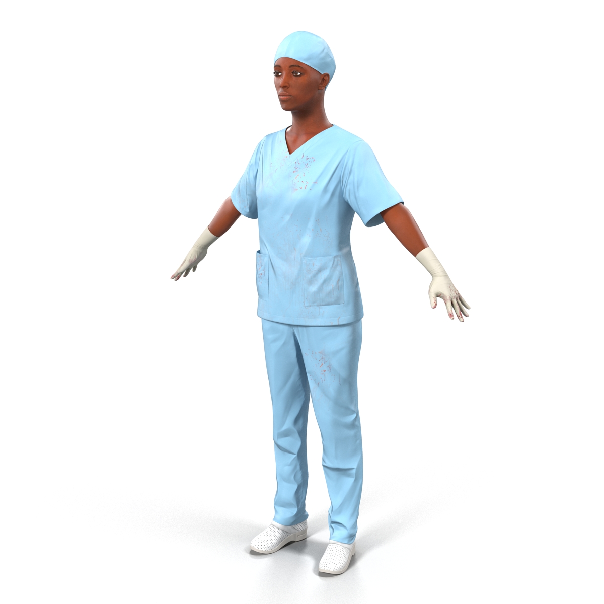 Female Surgeon African American 2 with Blood 3D model