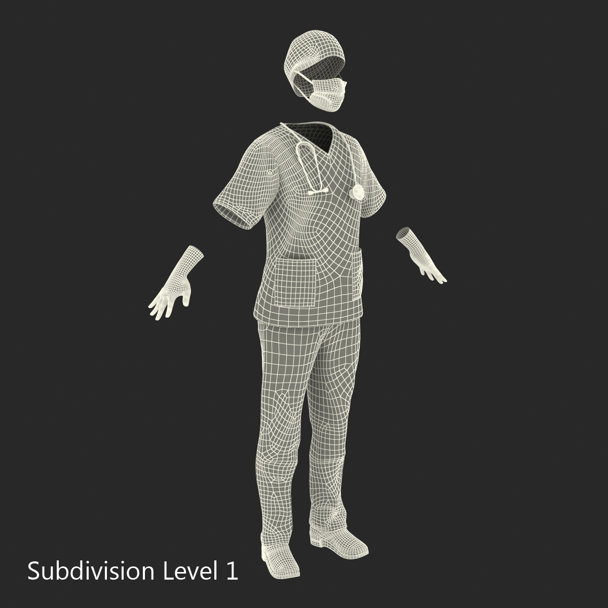 3D Female Surgeon Dress 11 model