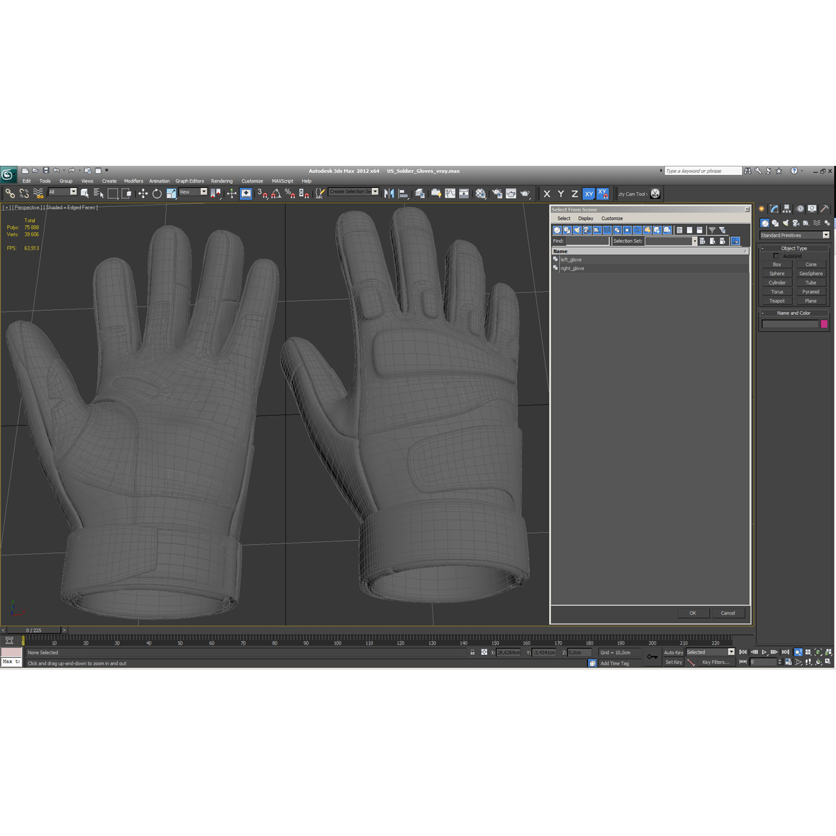 US Soldier Gloves 3D