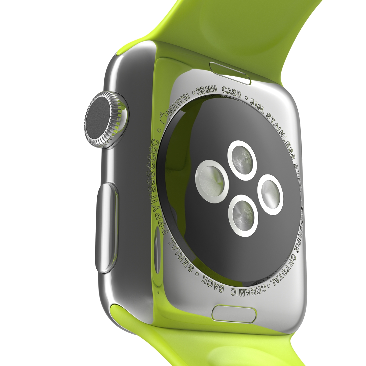 Apple Watch 38mm Fluoroelastomer Green Sport Band 3D model