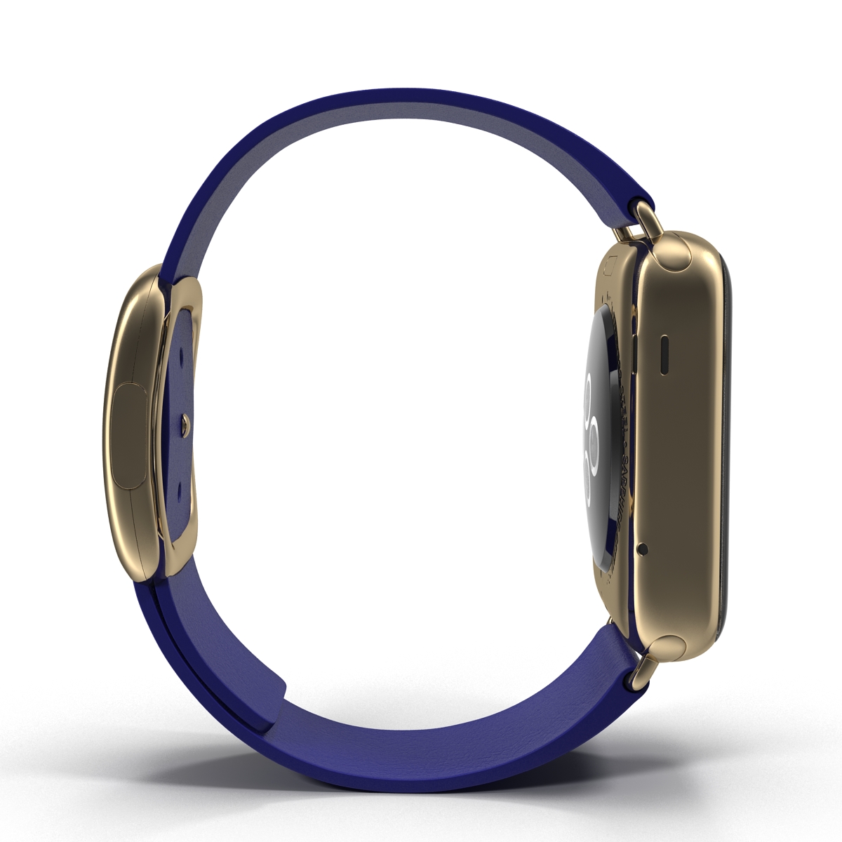 Apple Watch 38mm Gold Case with Midnight Blue Modern Buckle 3D model