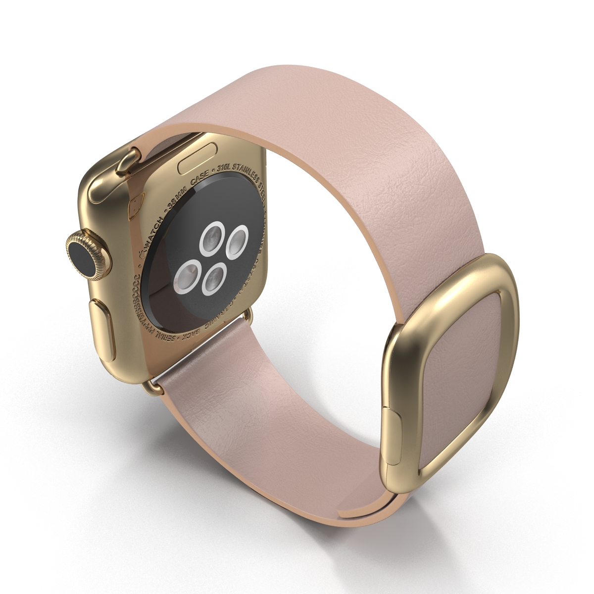 3D model Apple Watch 38mm Gold Case with Rose Gray Modern Buckle