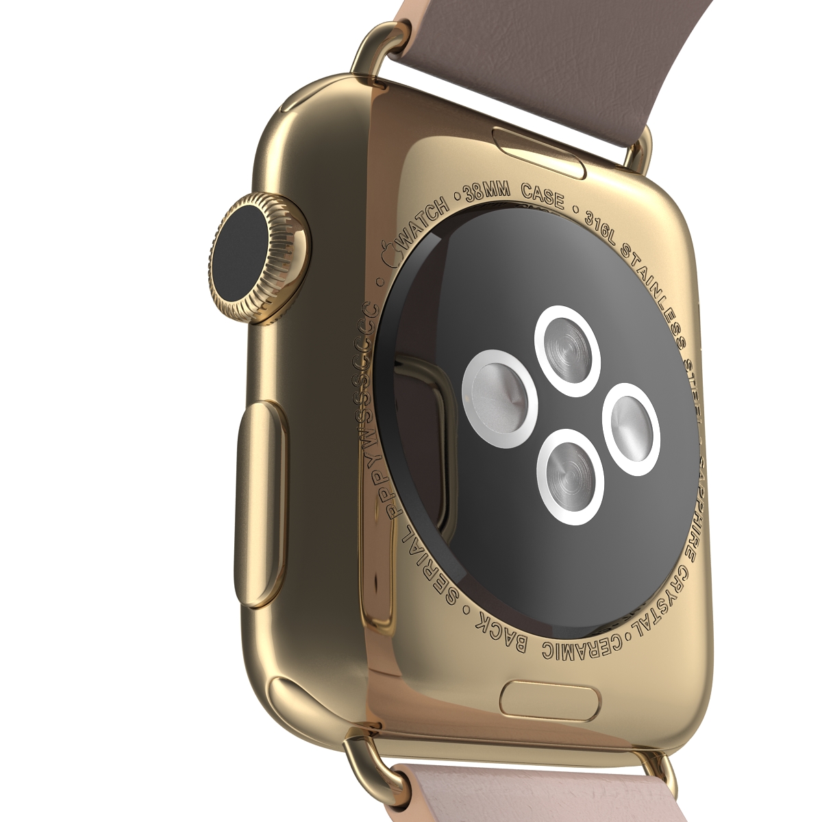 3D model Apple Watch 38mm Gold Case with Rose Gray Modern Buckle