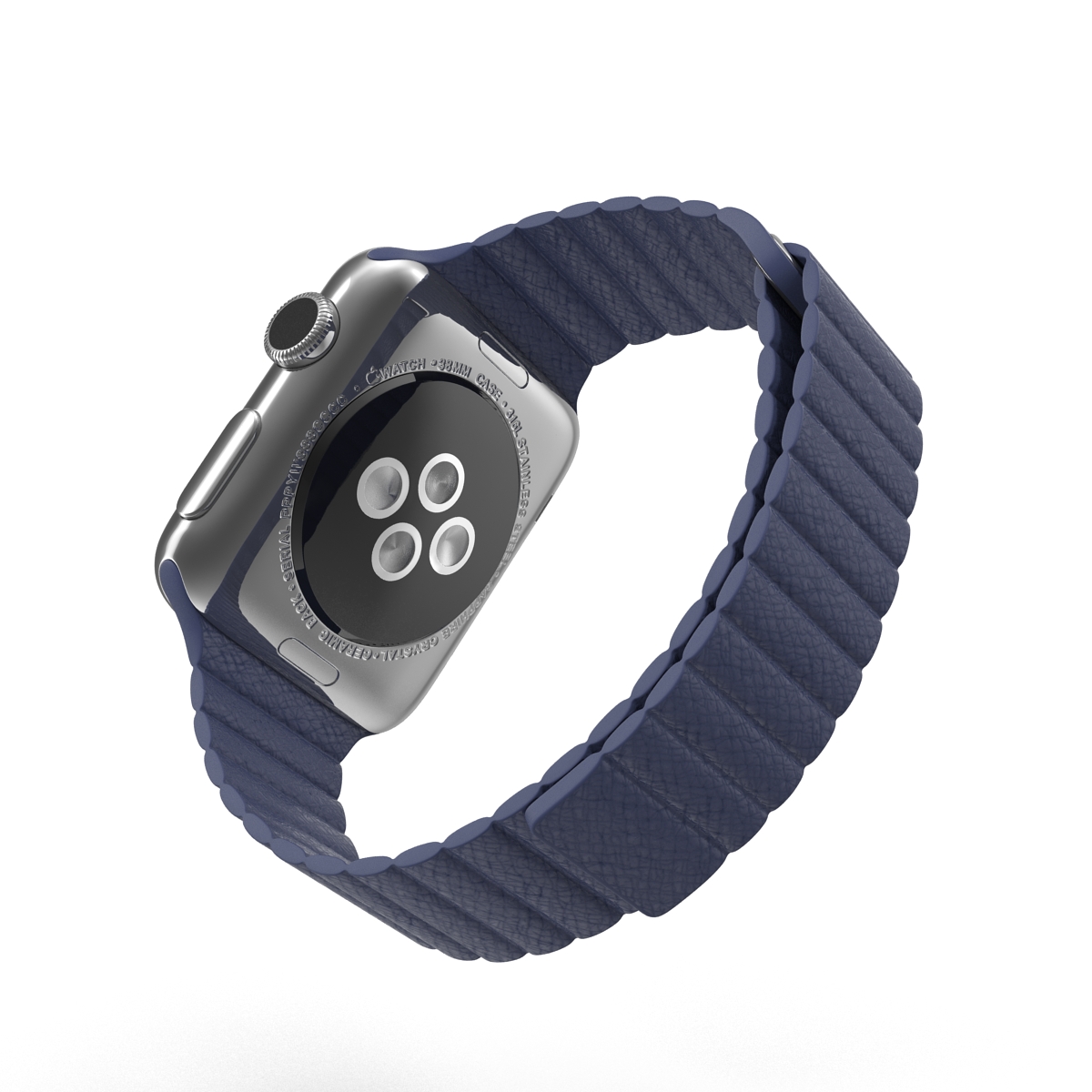 3D Apple Watch 38mm Magnetic Closure Blue Leather Loop