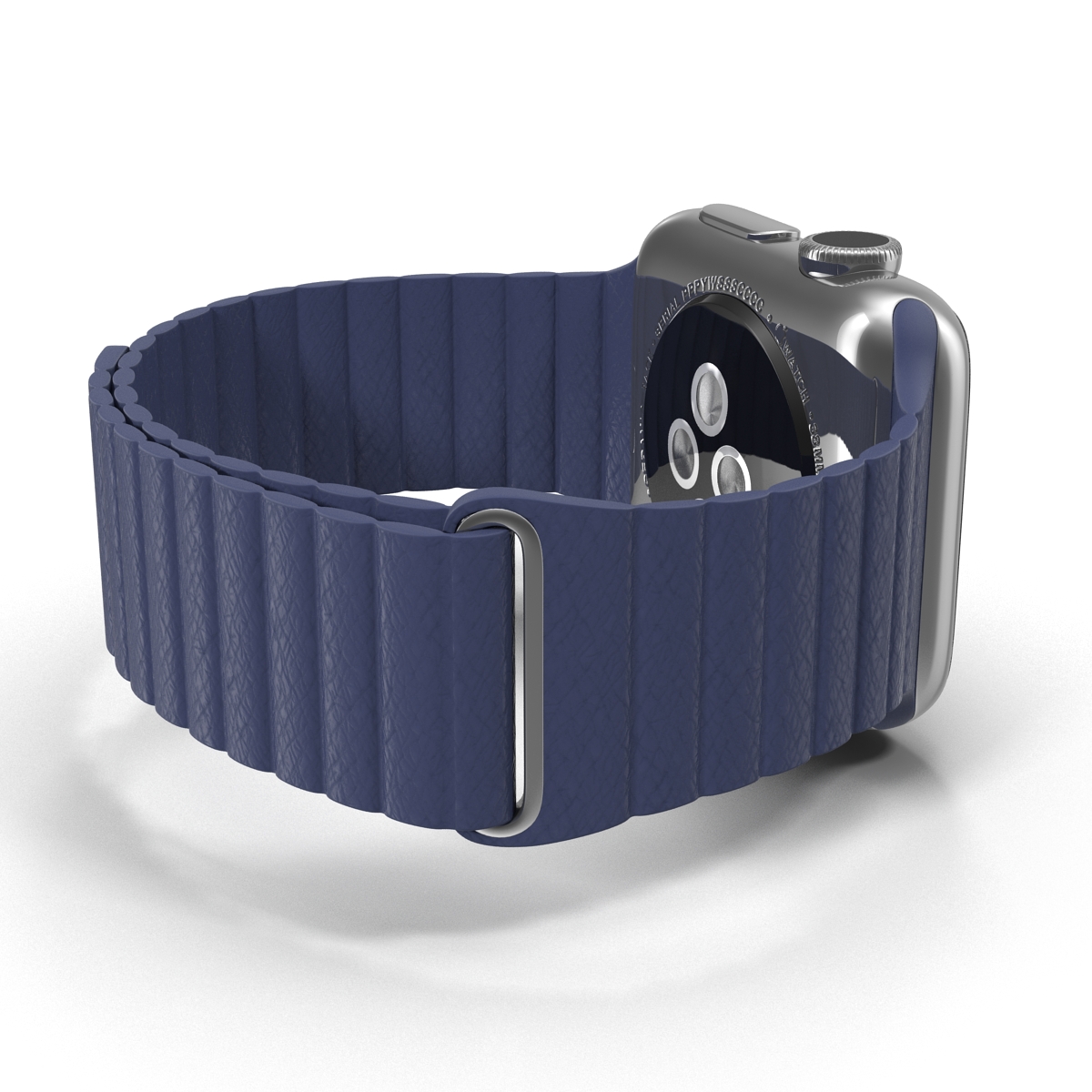 3D Apple Watch 38mm Magnetic Closure Blue Leather Loop