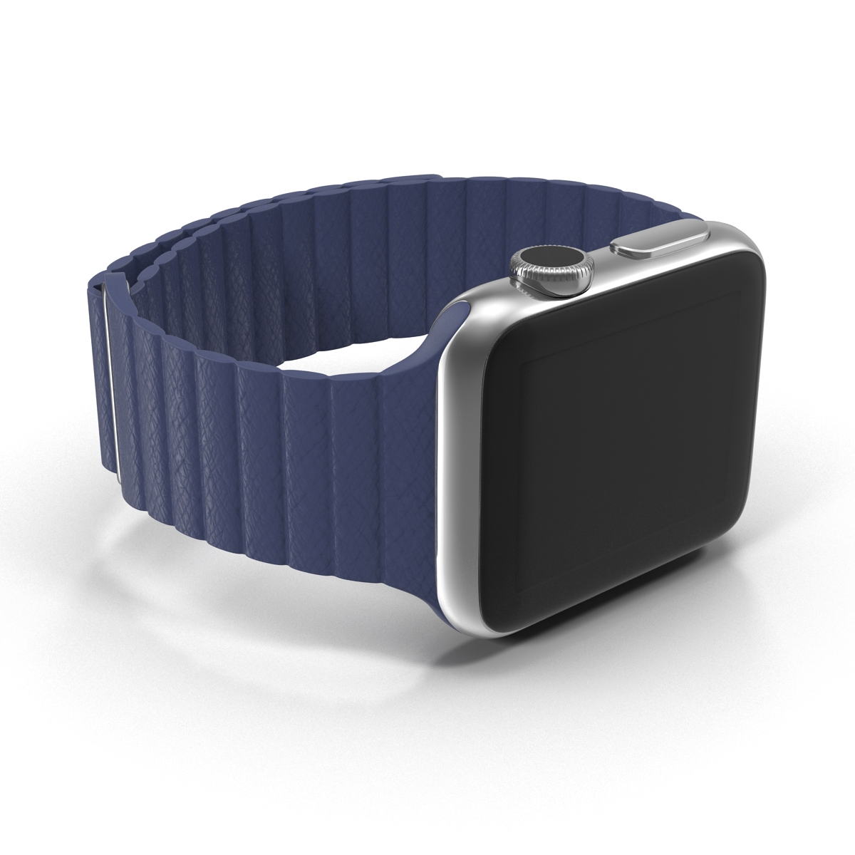 3D Apple Watch 38mm Magnetic Closure Blue Leather Loop