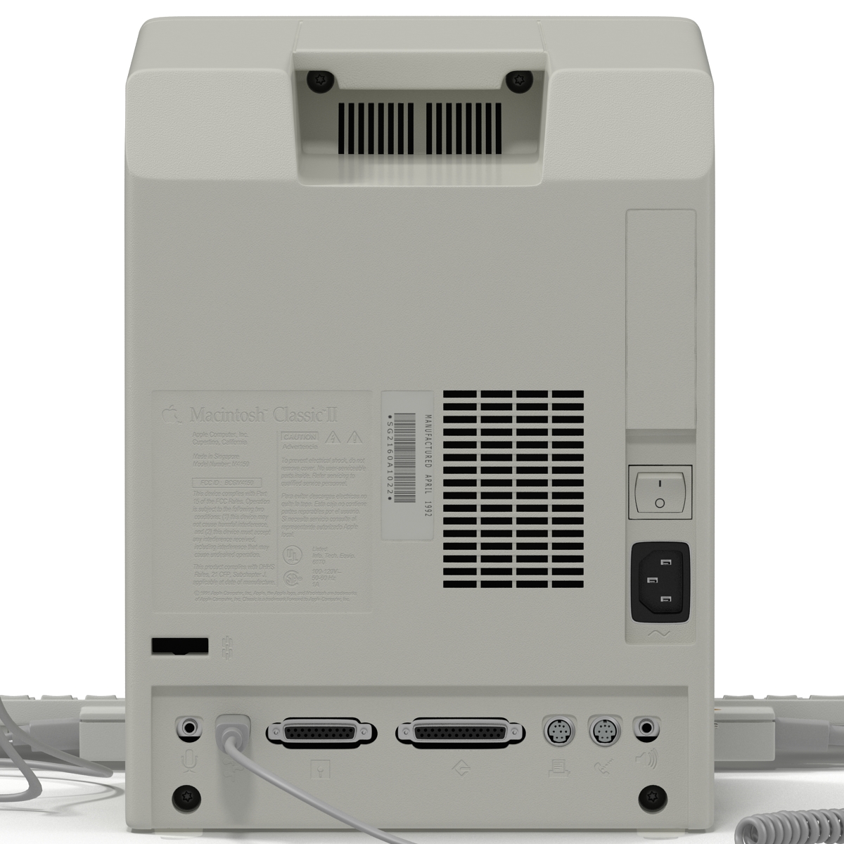 3D Apple Macintosh Classic II Desktop Computer model