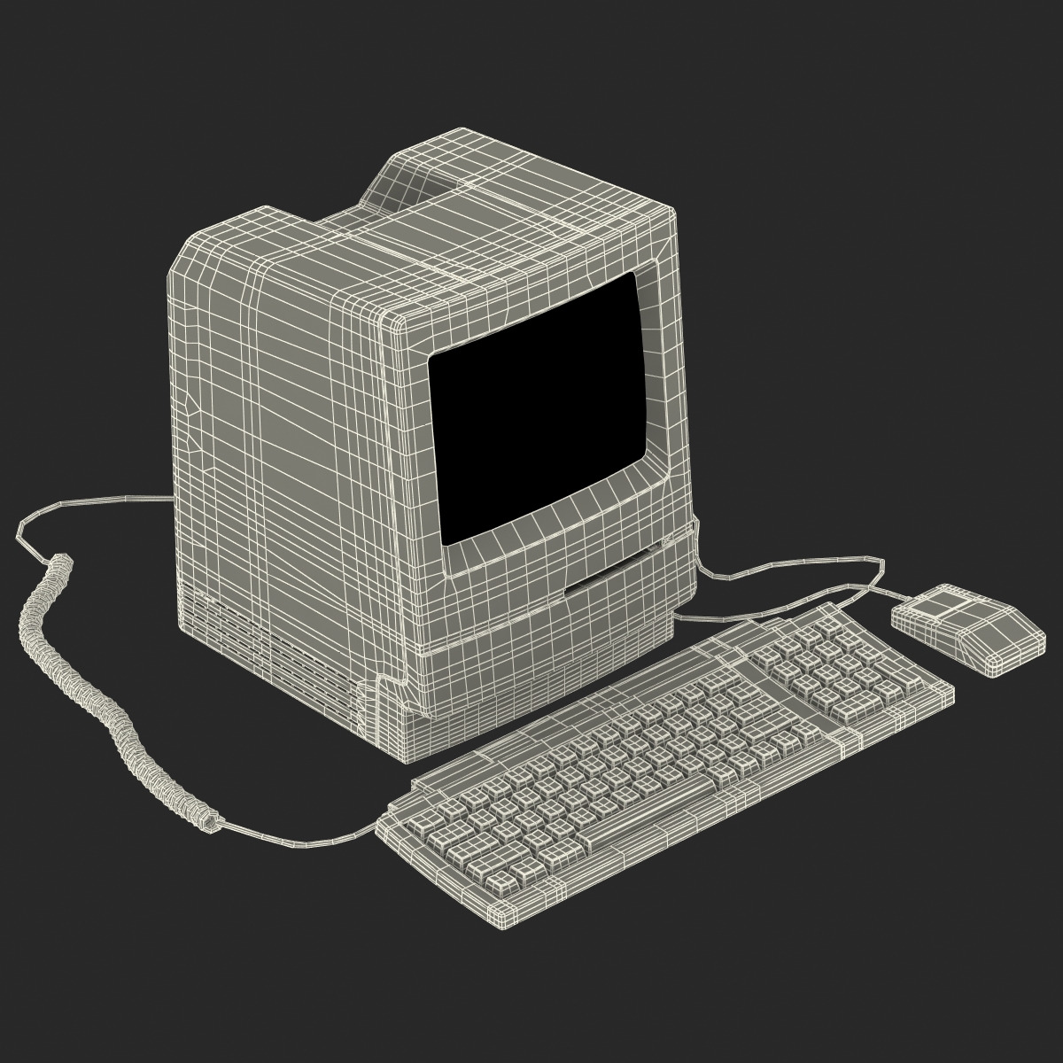 3D Apple Macintosh Classic II Desktop Computer model