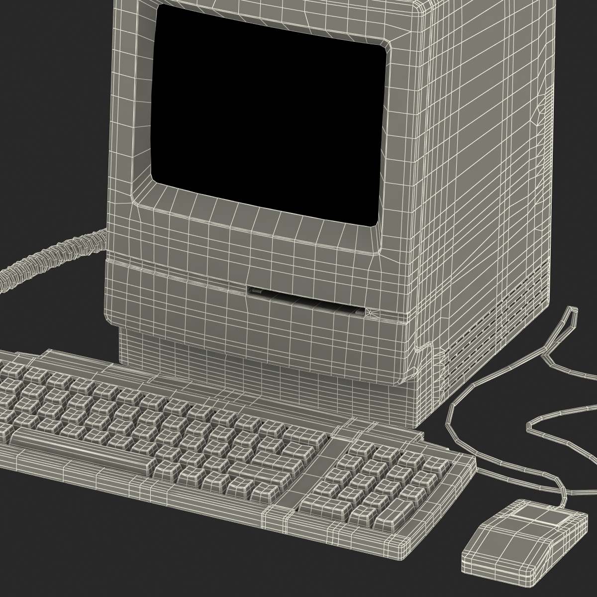 3D Apple Macintosh Classic II Desktop Computer model