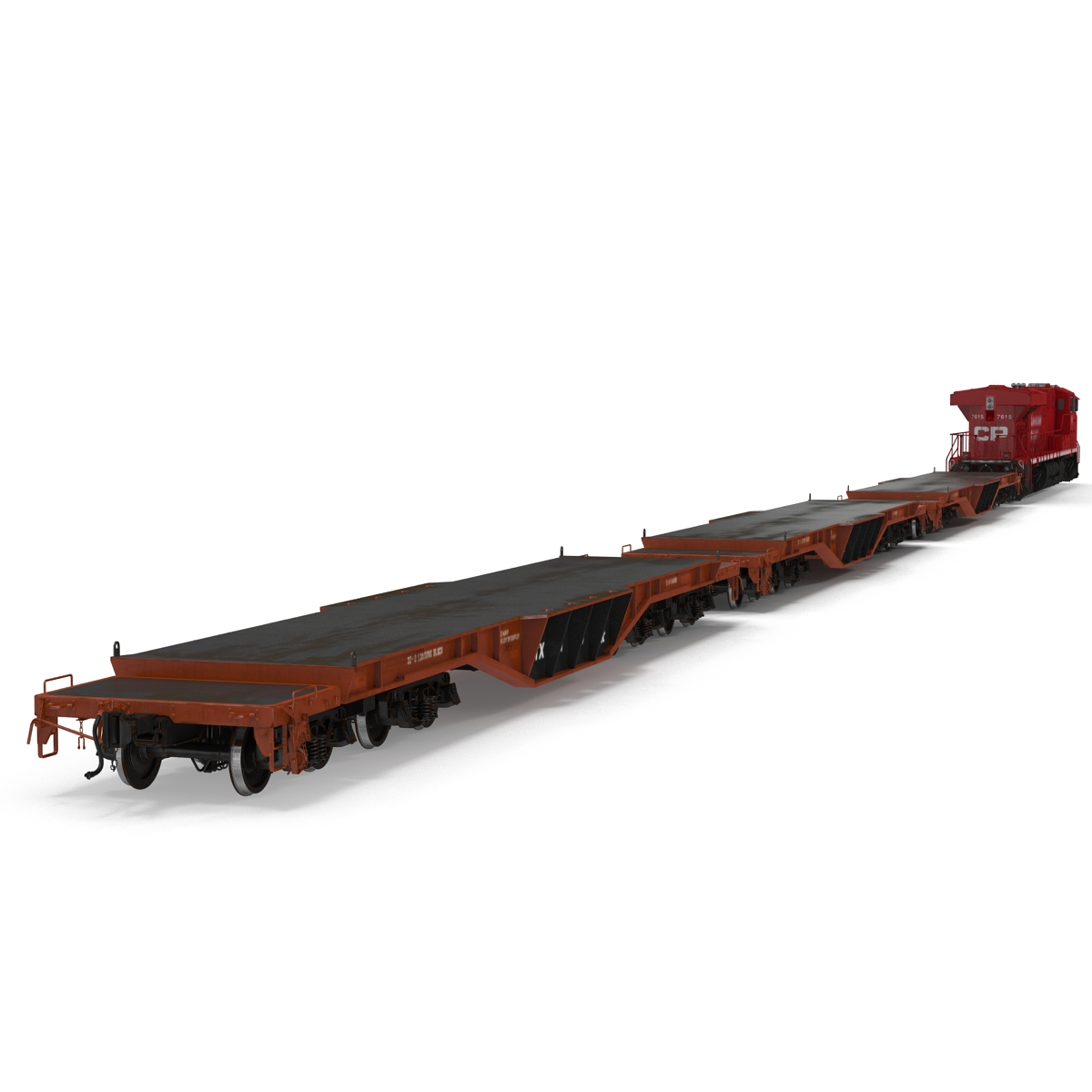 Train ES40DC Canadian Pacific and Flat Car 3D