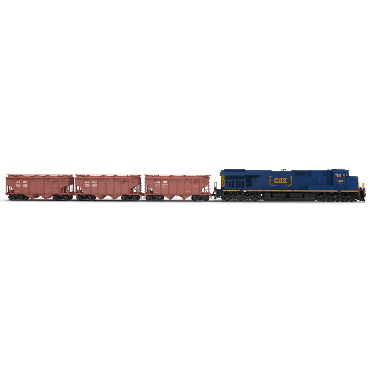 Train ES40DC CSX Blue and Covered Hopper Car 3D model