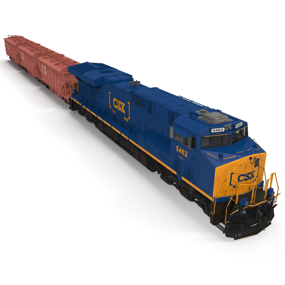 Train ES40DC CSX Blue and Covered Hopper Car 3D model