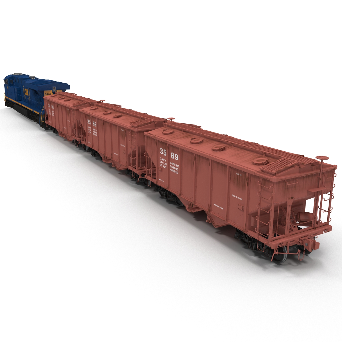 Train ES40DC CSX Blue and Covered Hopper Car 3D model