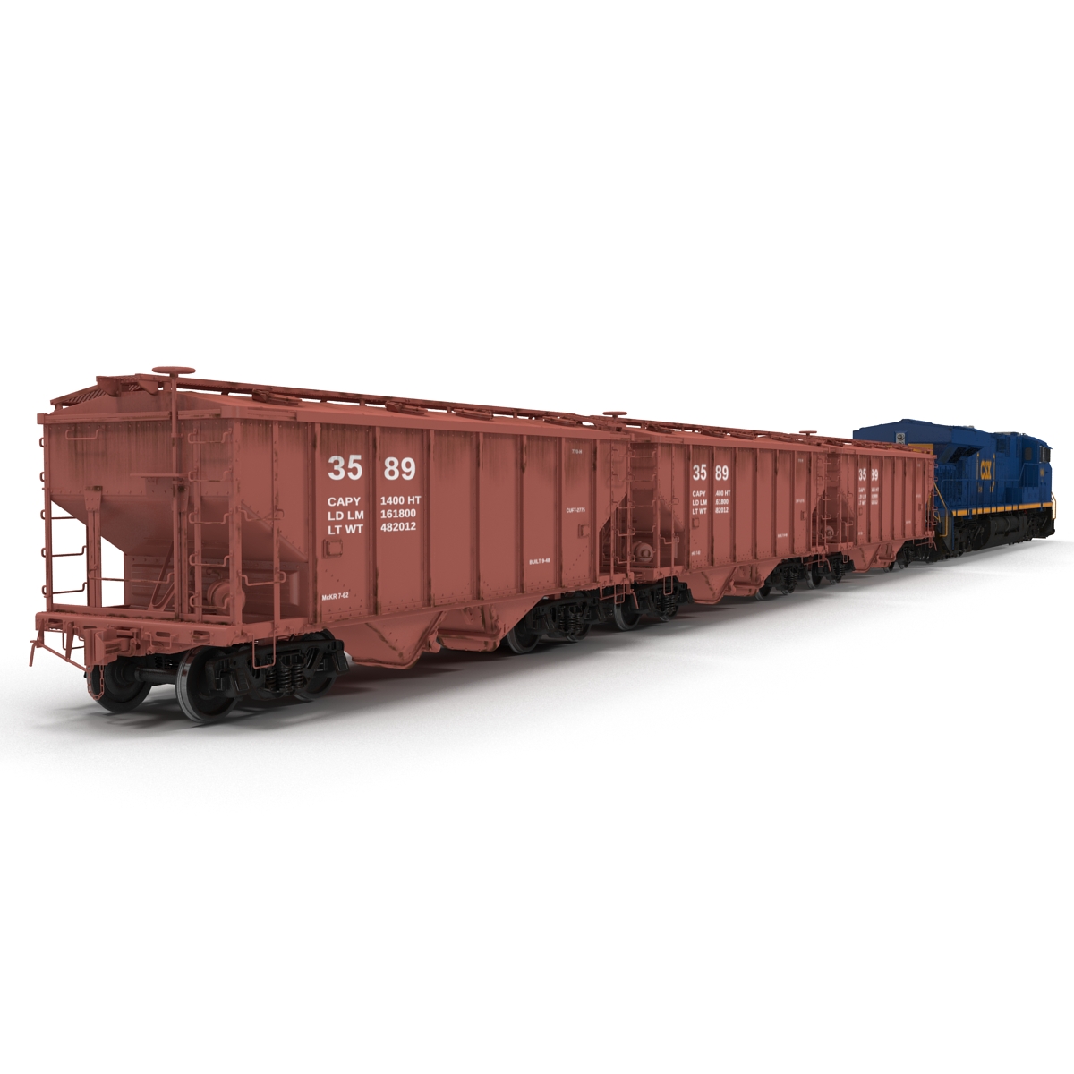 Train ES40DC CSX Blue and Covered Hopper Car 3D model