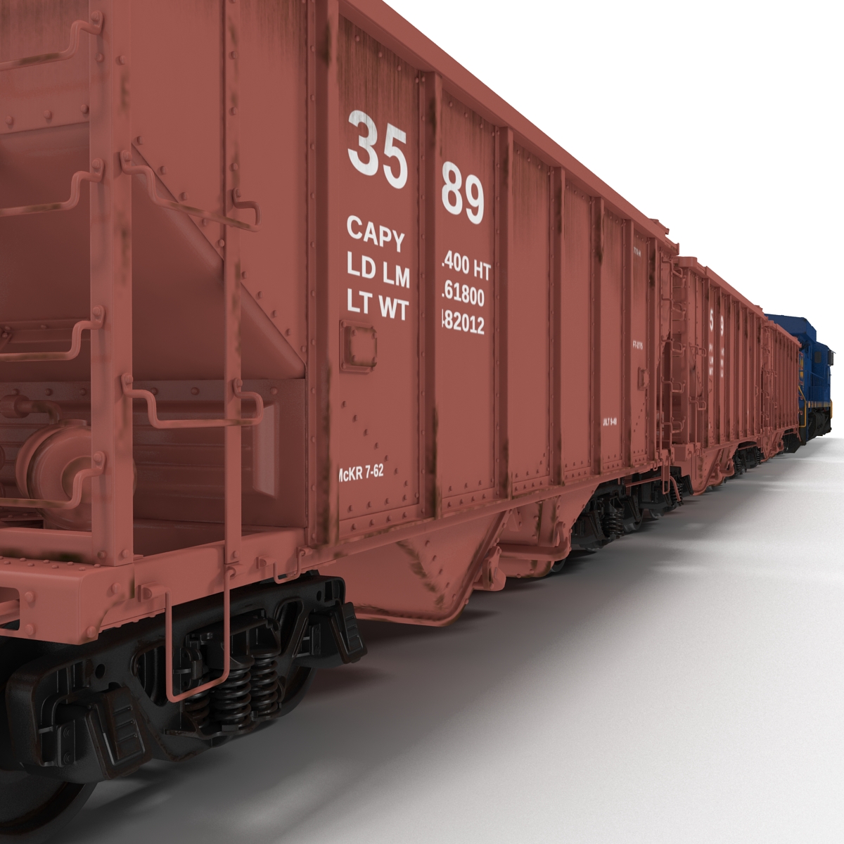 Train ES40DC CSX Blue and Covered Hopper Car 3D model