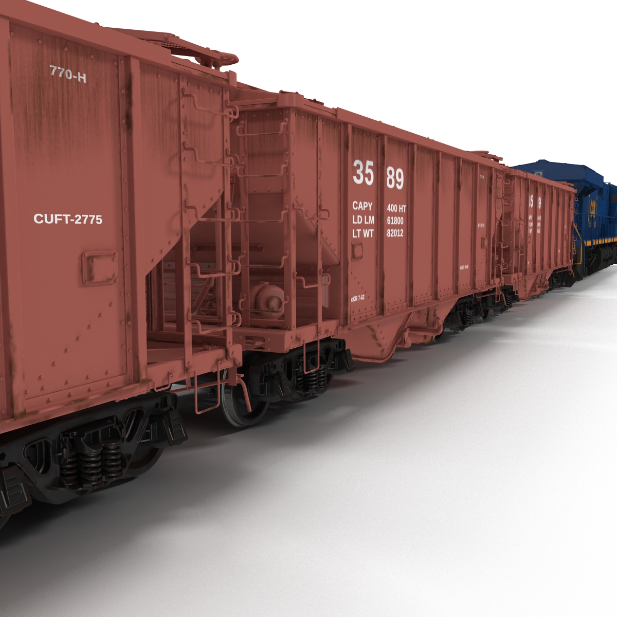 Train ES40DC CSX Blue and Covered Hopper Car 3D model