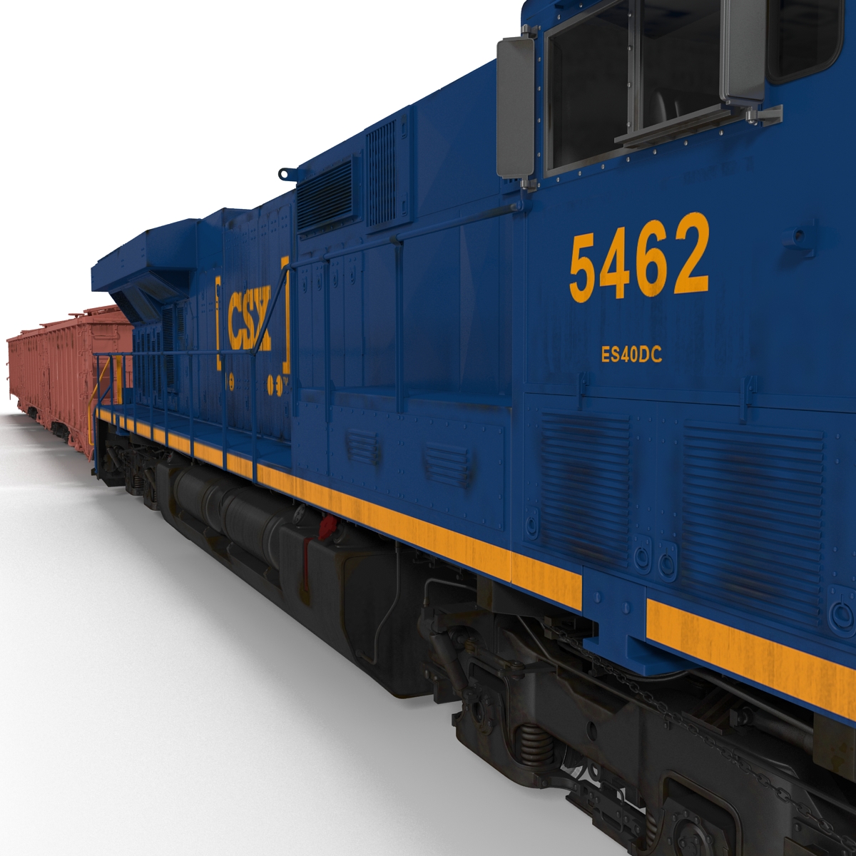 Train ES40DC CSX Blue and Covered Hopper Car 3D model