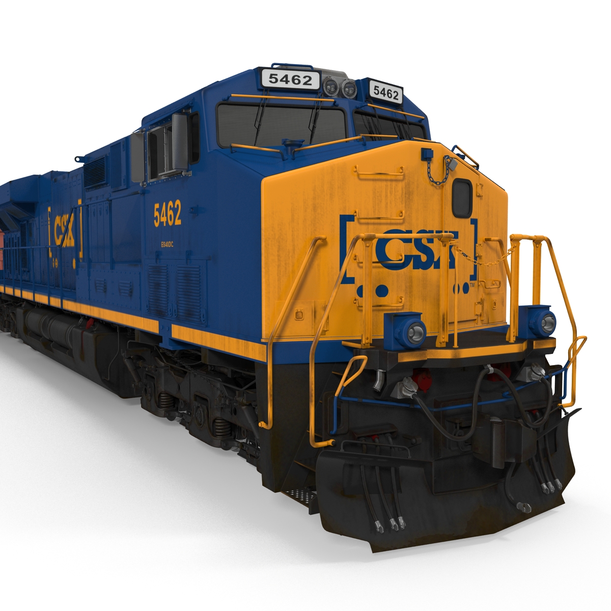 Train ES40DC CSX Blue and Covered Hopper Car 3D model