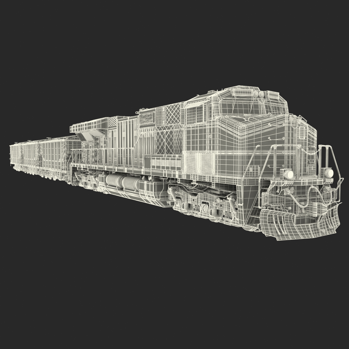 Train ES40DC CSX Blue and Covered Hopper Car 3D model