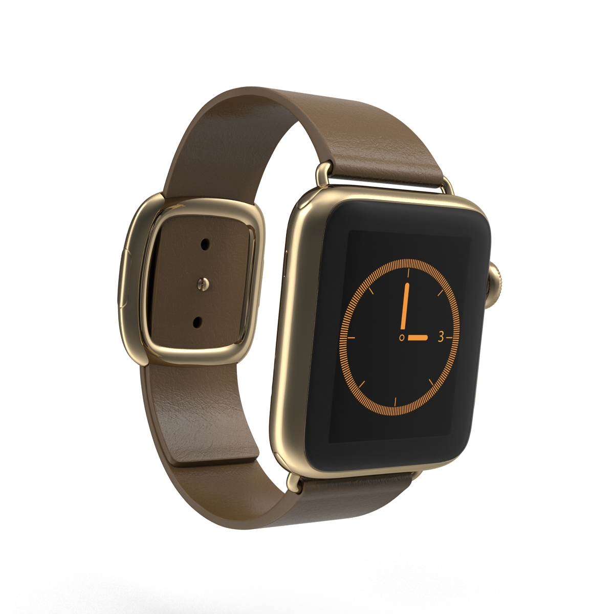 3D Apple Watch 38mm Gold Case with Brown Modern Buckle 2 model