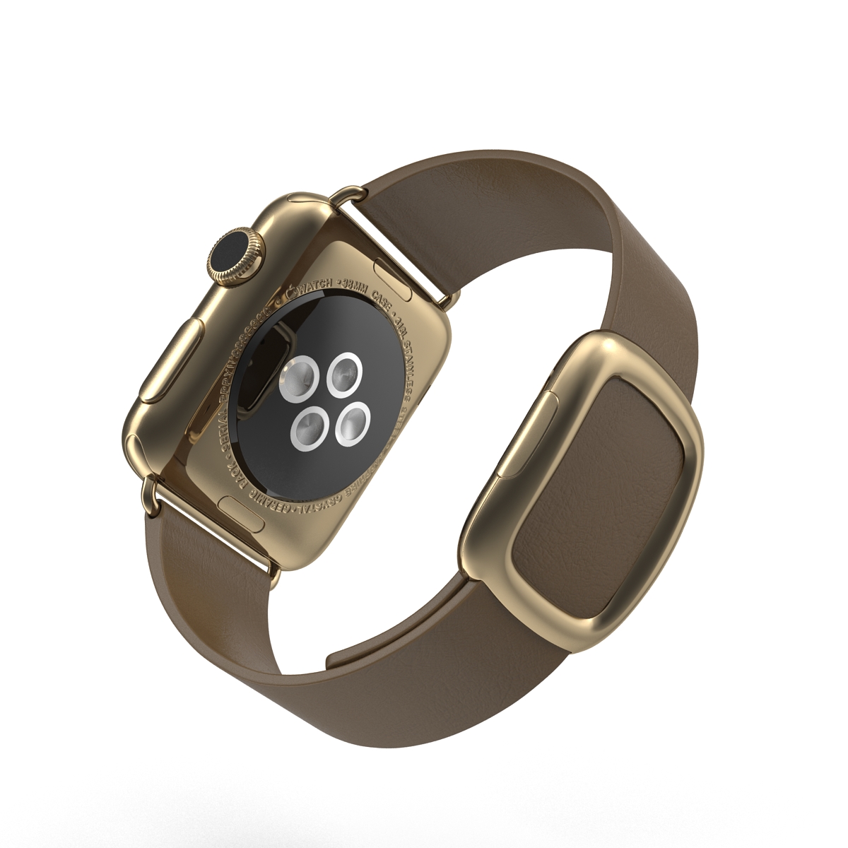 3D Apple Watch 38mm Gold Case with Brown Modern Buckle 2 model