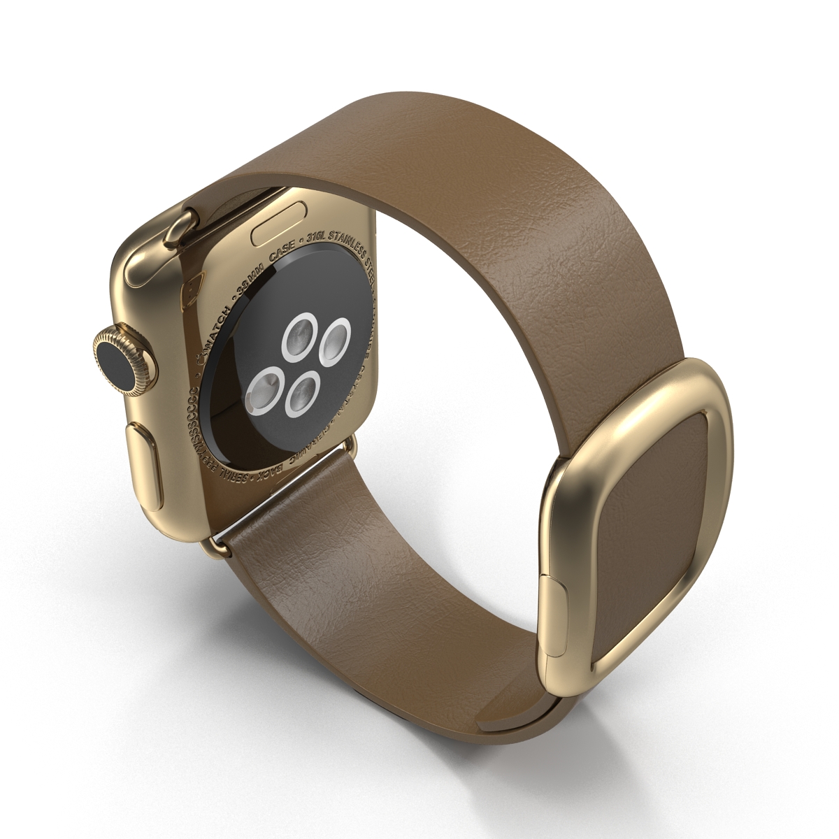 3D Apple Watch 38mm Gold Case with Brown Modern Buckle 2 model