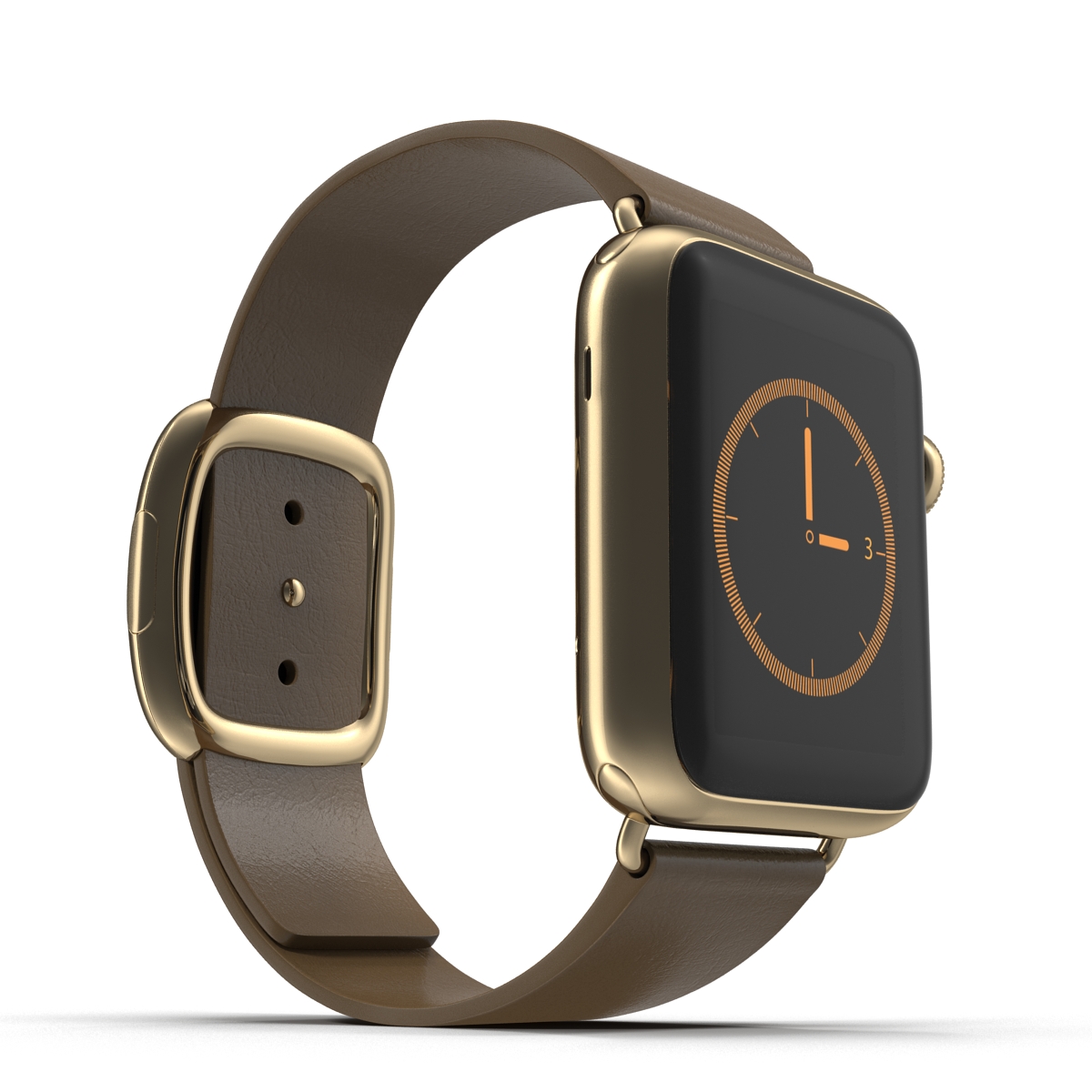 3D Apple Watch 38mm Gold Case with Brown Modern Buckle 2 model