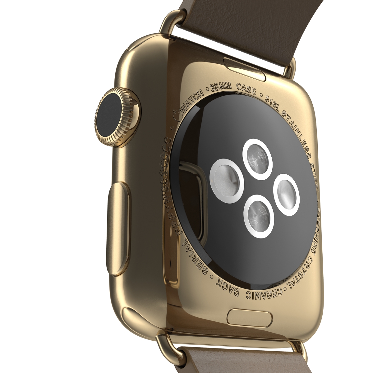 3D Apple Watch 38mm Gold Case with Brown Modern Buckle 2 model