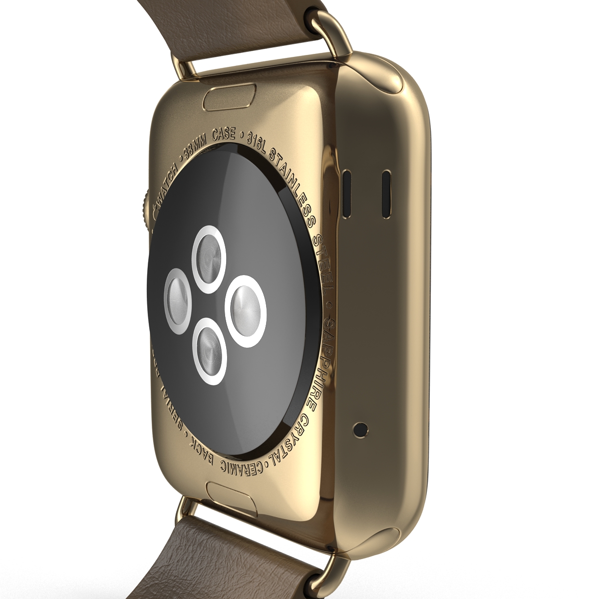 3D Apple Watch 38mm Gold Case with Brown Modern Buckle 2 model